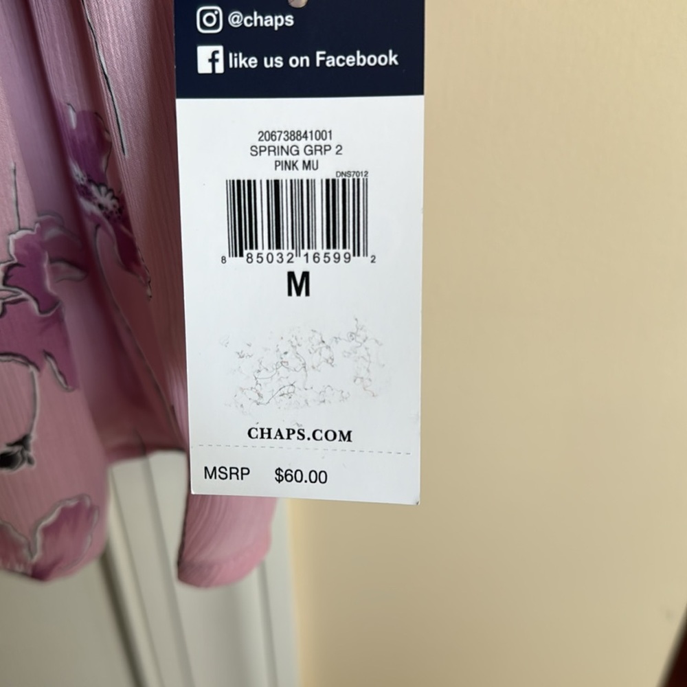 CHAPS Women's Spring Group Pink Floral Top Blouse Flare Sleeves Flowy Medium NEW - Picture 12 of 12